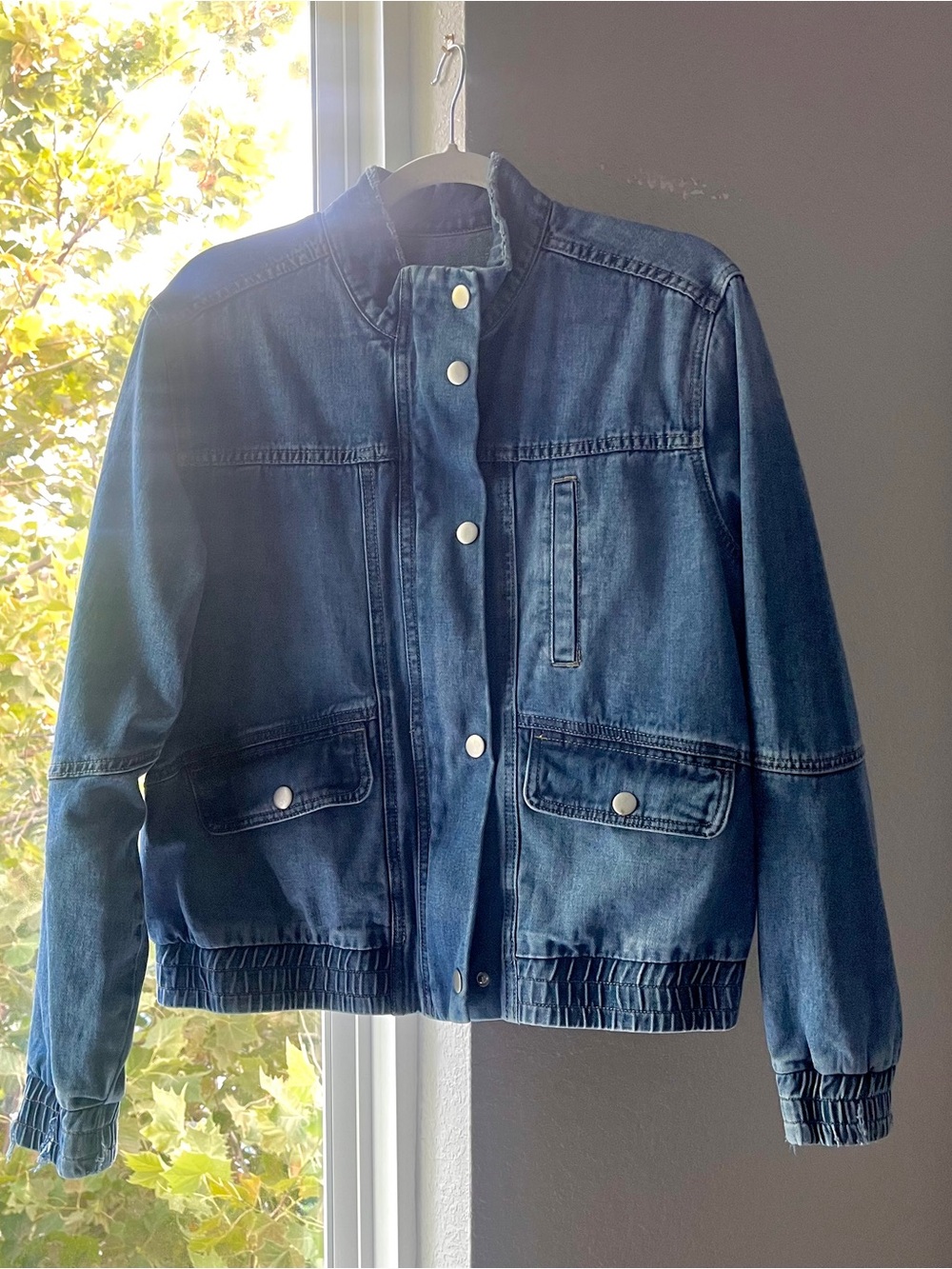 oversized boyfriend denim army bomber jacket - Picture 4 of 8